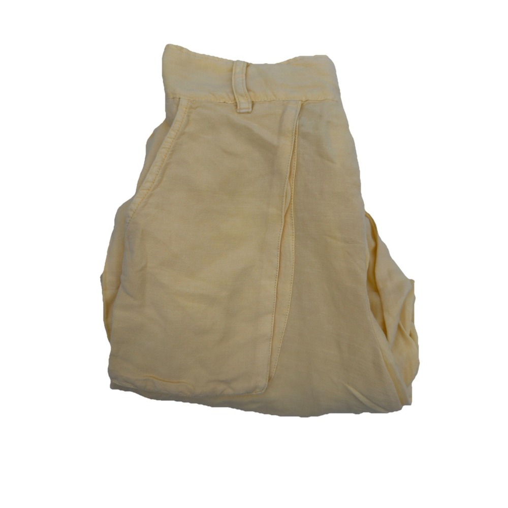 YFB Young Fabulous & Broke Yellow Linen Blend Wide Leg Crop Pants Womens Small‎